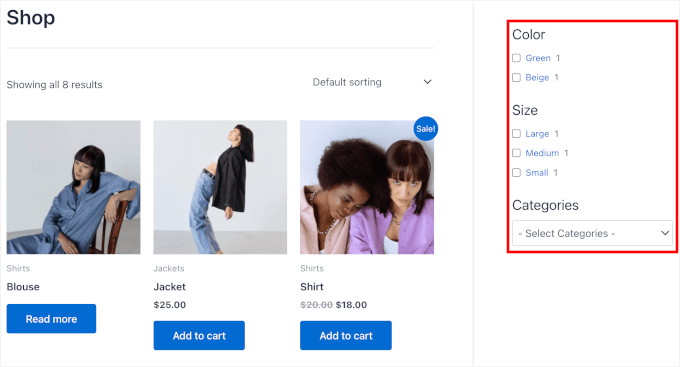 Filter Everything's product filter in a sidebar