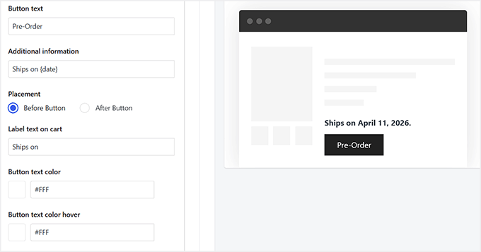 Customize Pre-Order button in Merchant