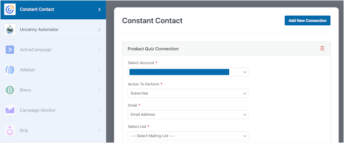 Adding Constant Contact details for mapping