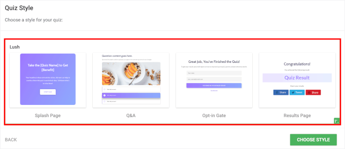 Choose a quiz style