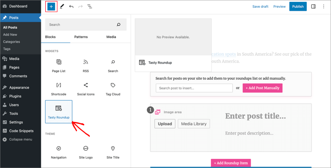 Tasty Roundup add block