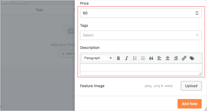 Adding a Price and Description in Sugar Calendar Bookings