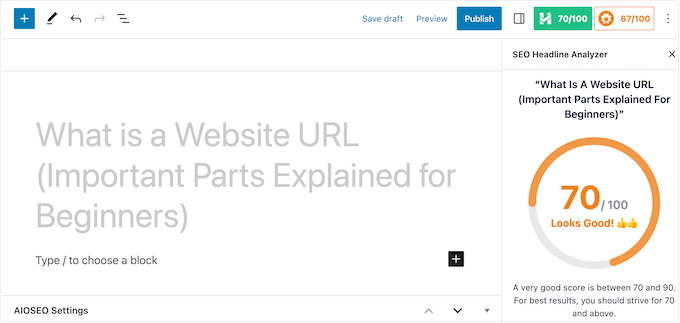 The AIOSEO headline analyzer The AIOSEO headline analyzer