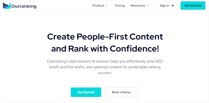 Outranking's homepage