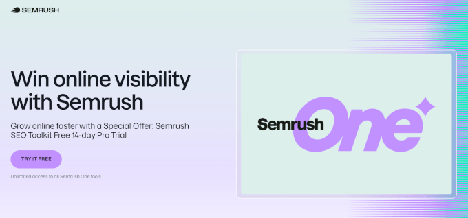 Semrush One's homepage