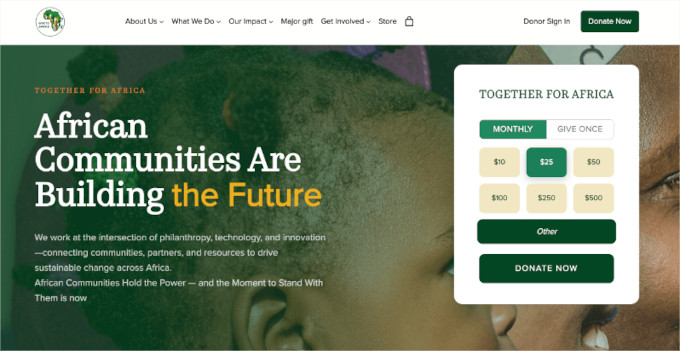 Charitable mini widget