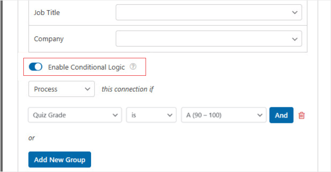 Using Conditional Logic in WPForms When Connecting to Email Providers
