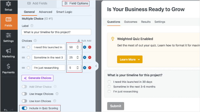 WPForms Quiz Scoring