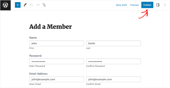Publishing the Add a Member Page Publishing the Add a Member Page