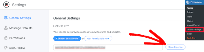 Enter Formidable Forms license key Enter Formidable Forms license key