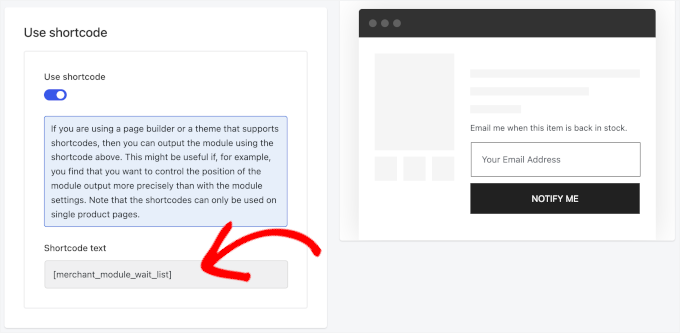 Merchant's shortcode option
