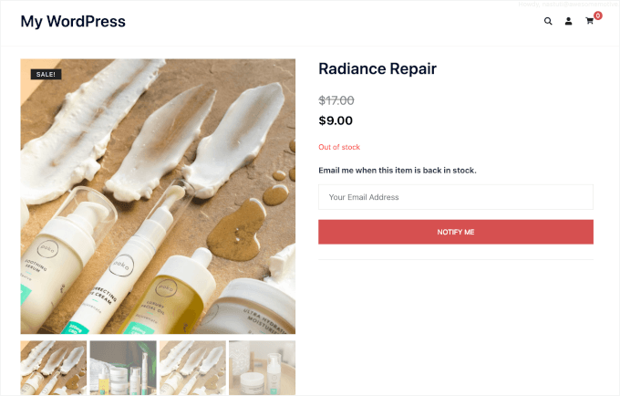 Live waitlist form from Merchant