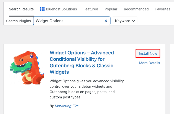Installing Widget Options