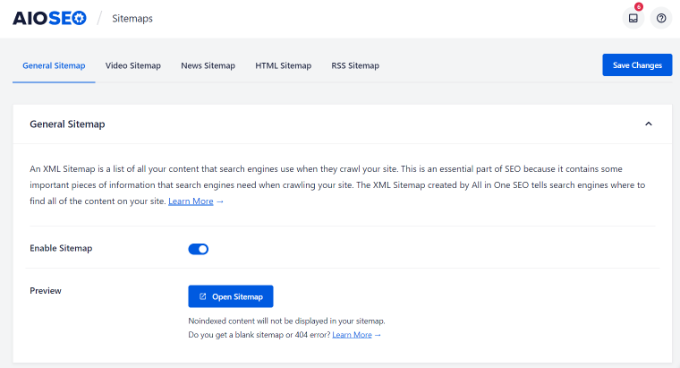 AIOSEO sitemap options AIOSEO sitemap options