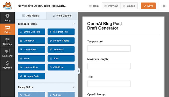 WPForms ChatGPT blog post draft