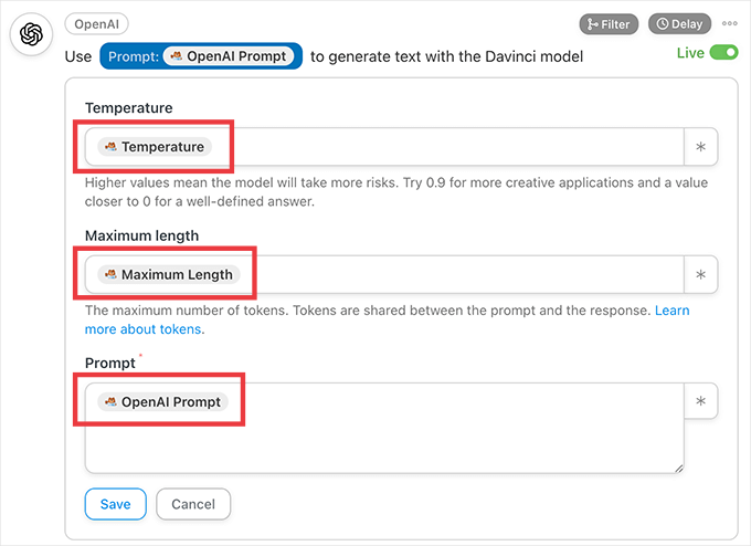 How to use WPForms tokens with ChatGPT prompts using Automator