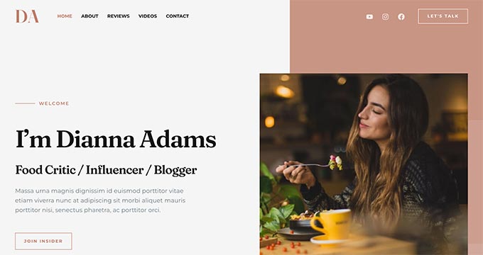 Astra Food and Drinks Blog template Astra Food Recipe Blog Theme