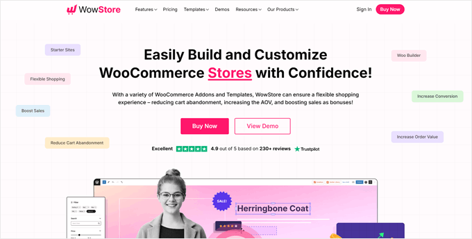 WowStore landing page