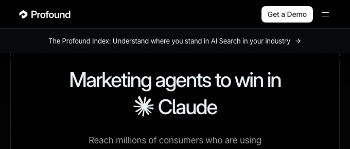 Profound website homepage