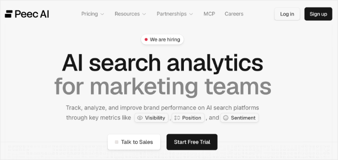 Peec AI website homepage