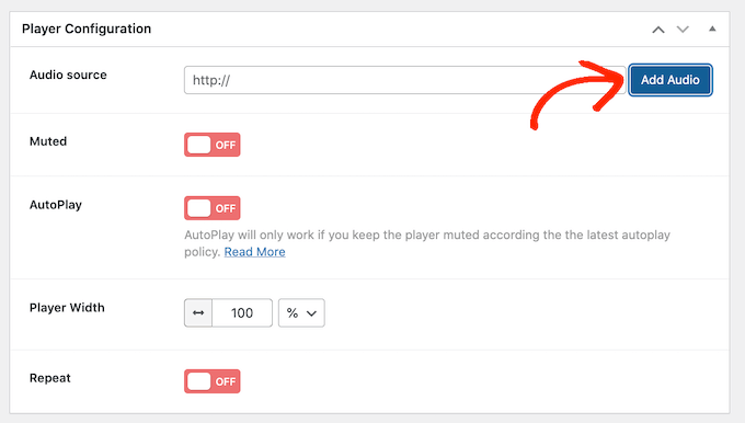 Adding an audio file to the HTML5 player Adding an audio file to the HTML5 player
