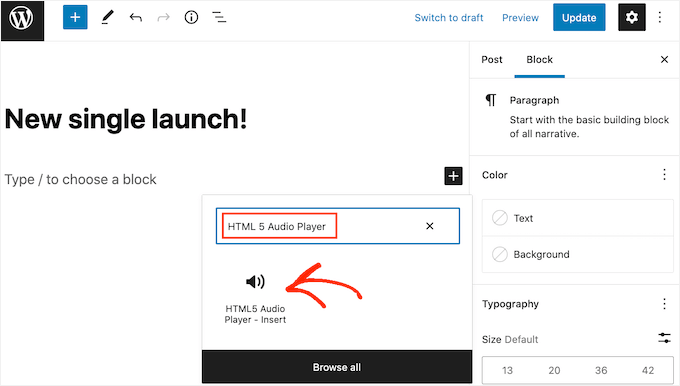 Adding an audio player block to your WordPress site Adding an audio player block to your WordPress site