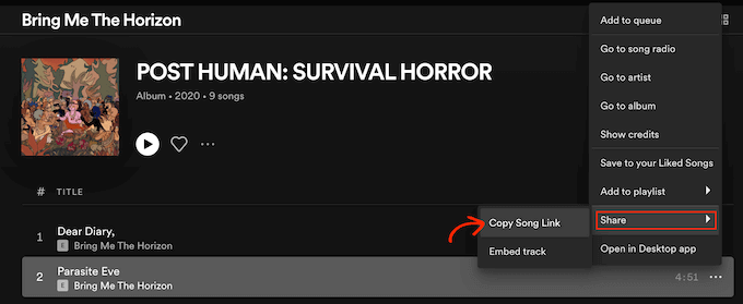 Spotify's 'Share' URL Spotify's 'Share' URL