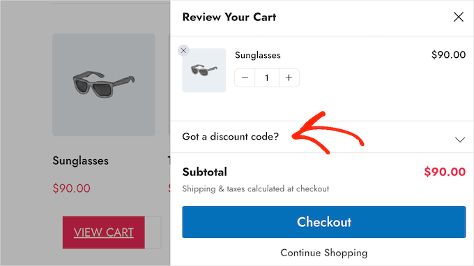 An example of a minimized layout for coupon codes and discounts An example of a minimized layout for coupon codes and discounts