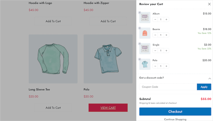 A WooCommerce sliding side cart A WooCommerce sliding side cart