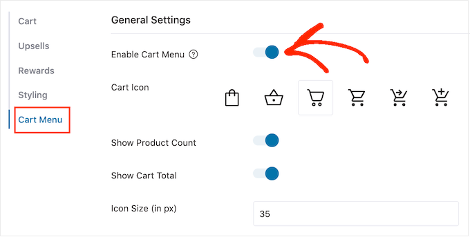 Enabling the cart icon on WordPress Enabling the cart icon on WordPress