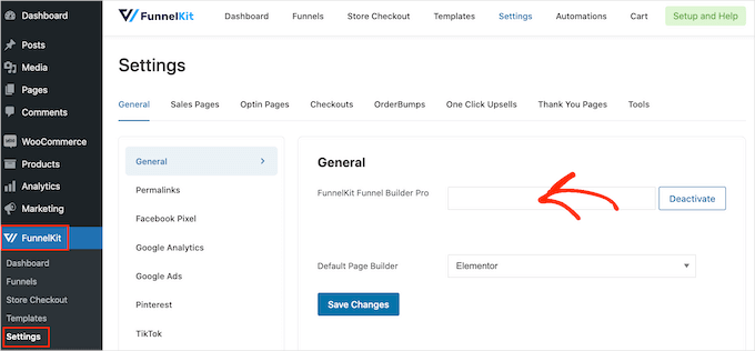 Adding the FunnelKit license Adding the FunnelKit license