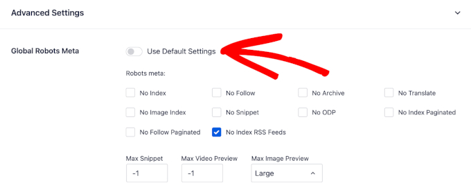AIOSEO advanced settings pagination
