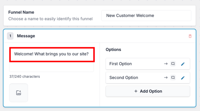 Adding a Message to a New WPChat Funnel