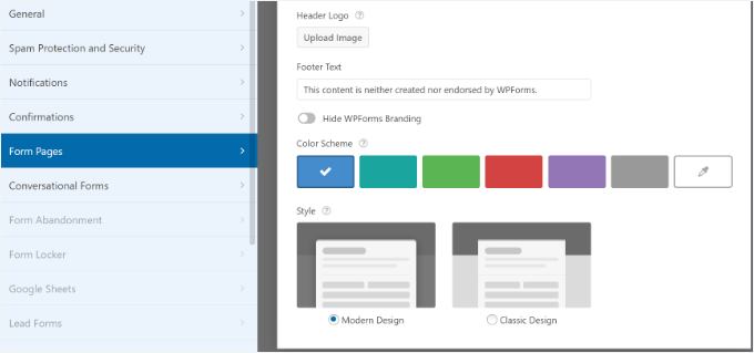Form pages settings WPForms Form pages settings WPForms